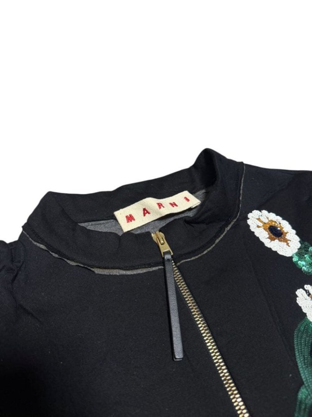 Marni Black Zip Jacket Floral Sequin Embellished Size 40 Designer Statement Coat - Picture 3 of 6